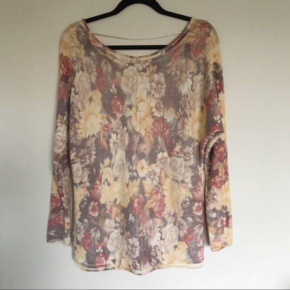 Free People Flower Bomb Slouchy Sweater Size Small Boho Cottagecore Neutral - Picture 6 of 11